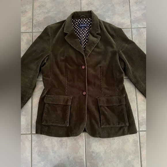 Lands End Brown/Green corduroy Women’s Blazer elbow patches Medium 10-12 - Picture 3 of 8